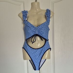 Forever 21 Blue Heart One Piece Swim Wear Medium